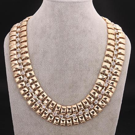 Metal Aluminum Rhinestone Cup Chain Statement Necklaces For Women NJEW-BB09334-1