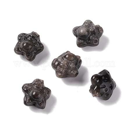 Perles d'obsidienne en argent naturel G-G859-05-1