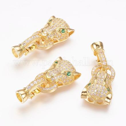 Brass Micro Pave Cubic Zirconia Fold Over Clasps ZIRC-L062-K01-G-1