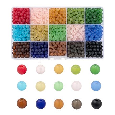 15 brins de perles de verre transparent de couleurs FGLA-X0001-05-6mm-1