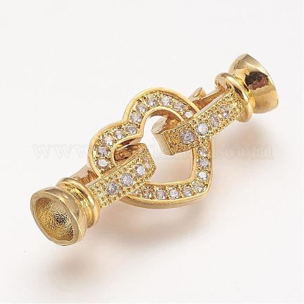 Brass Micro Pave Cubic Zirconia Fold Over Clasps ZIRC-F047-18G-1