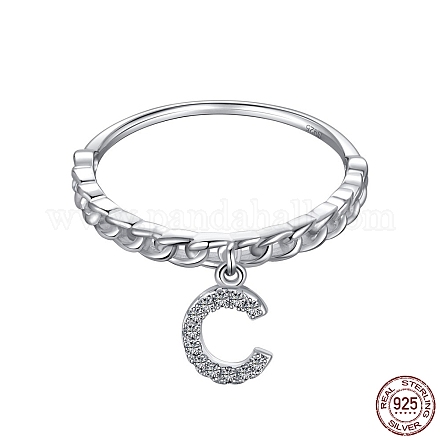 925 anello da dito da donna in argento sterling placcato rodio con micro pavé di zirconi trasparenti RJEW-F150-16B-03P-1