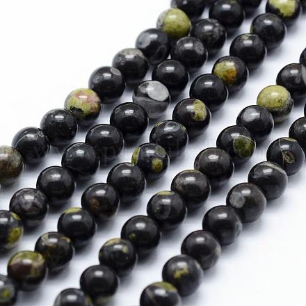 Chapelets de perles en jaspe à pois verts naturels G-P326-11-8mm-1