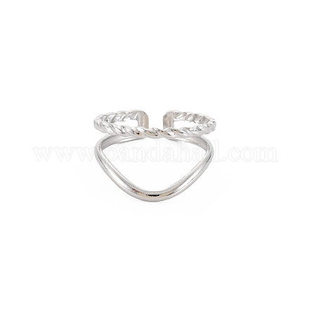 304 anello per polsino aperto da donna a doppia linea in acciaio inossidabile RJEW-S405-211P-1
