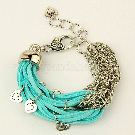 Valentines Day Unique Gifts for Her Multi-strand Faux Suede Cord Bracelets BJEW-PJB022-3-1