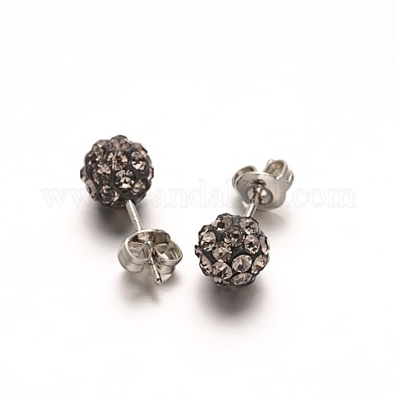 (Jewelry Parties Factory Sale)Polymer Clay Rhinestone Ball Stud Earrings EJEW-F0083-03G-1