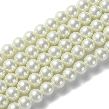Fili di perle rotonde di perle di vetro tinto ecologico X-HY-A002-8mm-RB011-1