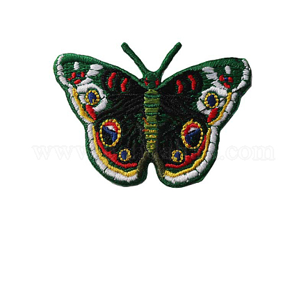 蝶の形のコンピューター刺繍布アイロン接着/縫い付けパッチ  マスクと衣装のアクセサリー  カラフル  45x62mm WG94800-03-1