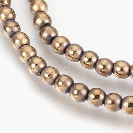 Chapelets de perles en hématite synthétique sans magnétiques G-F585-C04-4mm-1