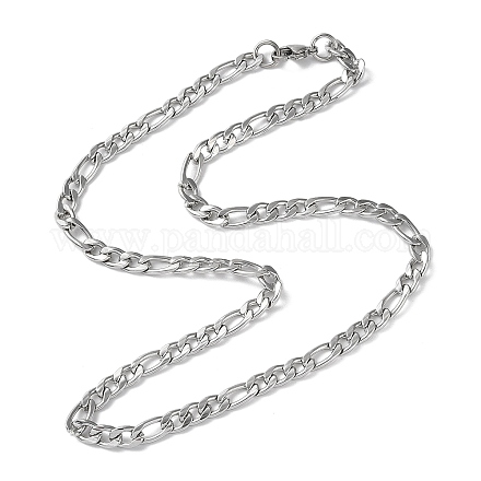 201 ожерелье из нержавеющей стали с цепочкой Фигаро для мужчин и женщин NJEW-G112-06A-P-1