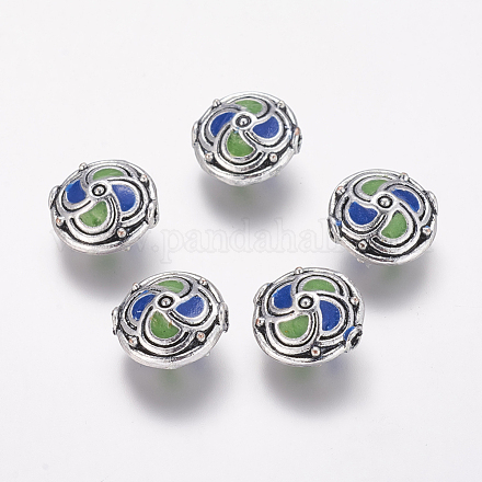 Flat Round Handmade Indonesia Beads X-IPDL-R012-12AS-1