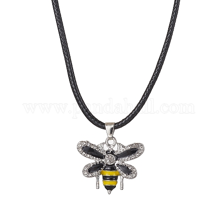 Ожерелья с подвеской в виде пчелы из сплава со стразами NJEW-JN04501-1
