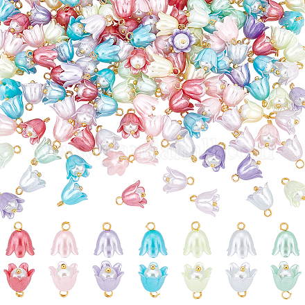 AHANDMAKER 150Pcs Plastic Flower Imitation Pearl Charms FIND-GA0002-72-1