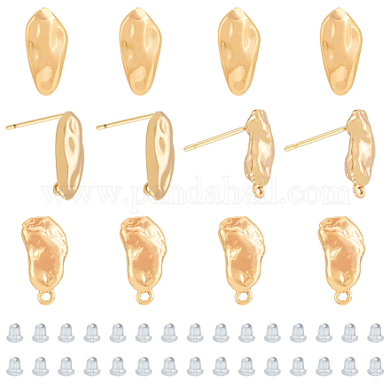 Superfindings 12 pièce 2 styles de boucles d'oreilles en laiton plaqué or 18 carats avec boucle de 1.2 mm et 30 poussoirs d'oreilles en plastique pour la fabrication de bijoux de boucles d'oreilles à faire soi-même KK-FH0004-95-1