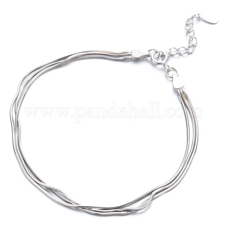 925 Sterling Silver Snake Chain Multi-strand Bracelet for for Teen Girl Women BJEW-BB43445-A-1