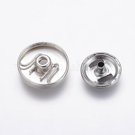 真鍮製ボタン押しスプリングスナップファスナー  Socketを含む  キャップ  プラチナ  19x4.5mm  穴：4~6mm  2個/セット BUTT-R024-01-1