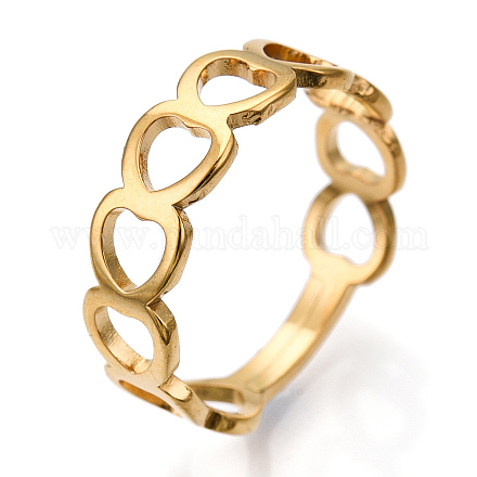 Ионное покрытие (ip) 304 регулируемое кольцо из нержавеющей стали с полым сердцем для женщин RJEW-T027-11G-1