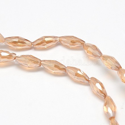 Electroplate Crystal Glass Rice Beads Strands X-EGLA-F042-A02-1