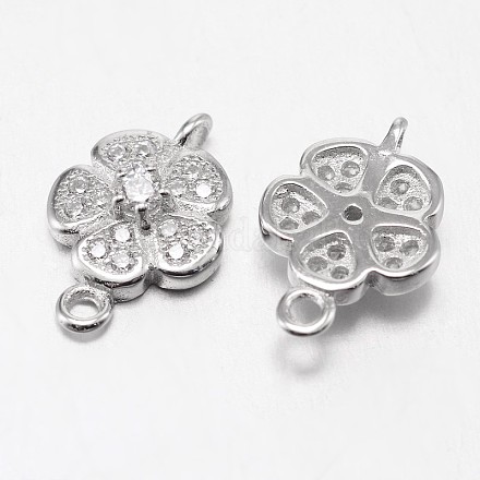 Flower 925 Sterling Silver Micro Pave Cubic Zirconia Links STER-F011-226-1