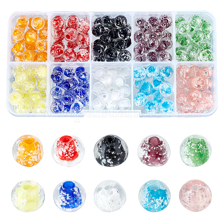 OLYCRAFT 200pcs Luminous Lampwork Beads 8mm Handmade Luminous Loose Beads Assorted Lampwork Beads Glow in The Dark for Bracelet Necklace Jewelry Making- 10 Colors LAMP-OC0001-19-1