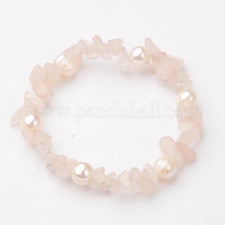 Bracelets élastiques aux pépites de pierres précieuses BJEW-JB01516-01-1