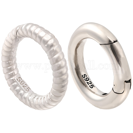 2 шт. 2 стиля 925 кольца с пружинным затвором из стерлингового серебра STER-BBC0008-72-1
