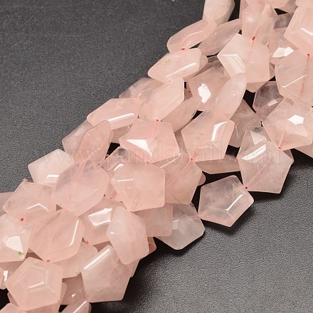 Natural Rose Quartz Pentagon Beads Strands G-P093-13-1
