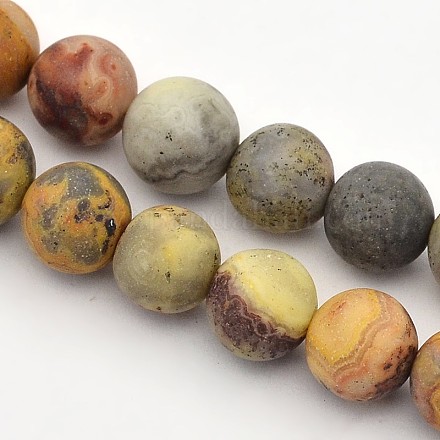 Frosted Round Natural Crazy Agate Beads Strands G-E302-103-8mm-1
