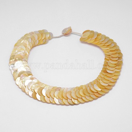 Women's Natural Yellow Shell Beaded Necklacs NJEW-L096-11B-1