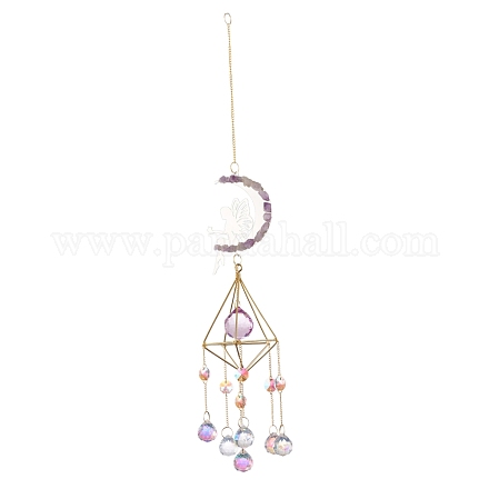 Luna y hada hierro ab color candelabro decoración colgante prisma adornos HJEW-P012-05G-1
