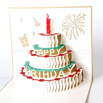 3D Pop Up Birthday Cake with Candle Greeting Cards DIY-N0001-127G-1