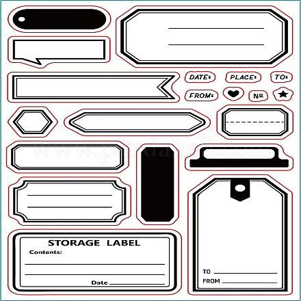 GLOBLELAND Label Frame Clear Stamps Storace Label Tags Bookmark Silicone Clear Stamp Seals for Cards Making DIY Scrapbooking Photo Journal Album Decoration DIY-WH0167-56-963-1