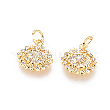 Brass Micro Pave Clear Cubic Zirconia Charms ZIRC-L093-20G-1