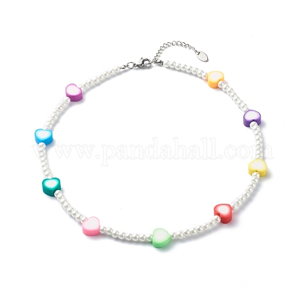 Collares de cuentas redondas de perlas de vidrio para niños NJEW-JN03603-1