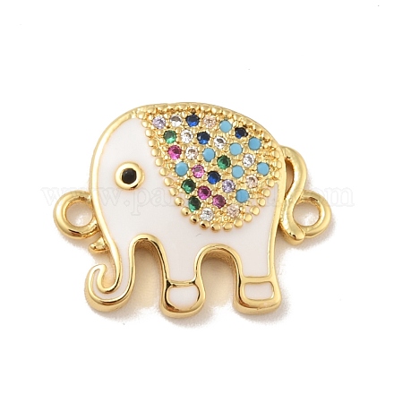 Brass Micro Pave Colorful Cubic Zirconia Connector Charms KK-B059-05G-01-1