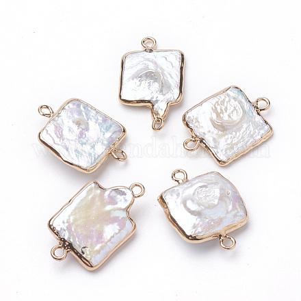 Conectores de eslabones de perlas keshi de perlas barrocas naturales chapadas PEAR-Q008-06-1