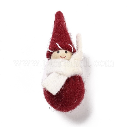 クリスマステーマウールフェルトディスプレイ装飾  スカーフと雪だるま  暗赤色  33x33x98mm DIY-K050-04B-1