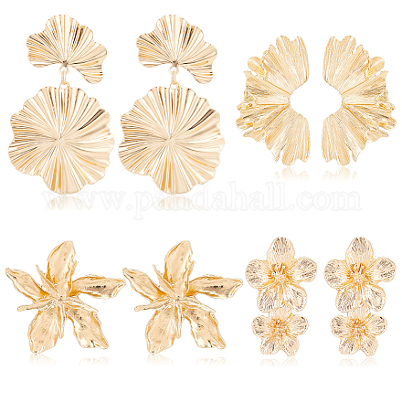 ANATTASOUL 4 Pairs 4 Style Alloy Stud Earrings EJEW-AN0003-87-1