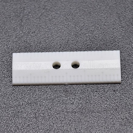 二つ穴プラスチックボタン  定規/長方形  ホワイト  30x10x2.5mm  穴：2mm BUTT-J049-01-1