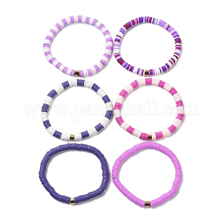 Handgemachte Heishi-Perlen-Stretch-Armbänder aus Fimo BJEW-JB05902-02-1