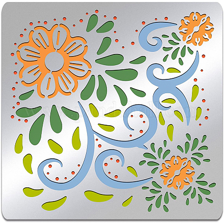 Stencil in metallo con motivo floreale benecreat DIY-WH0279-173-1