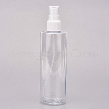 プラスチックスプレーボトル  細かいミストスプレーとダストキャップ付き  詰め替え式ボトル  透明  18.5センチ。容量：250ミリリットル MRMJ-WH0056-97D-1