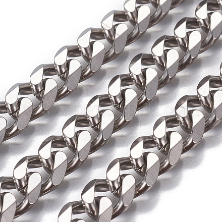 304 Stainless Steel Cuban Link Chains CHS-P007-04P-01-1