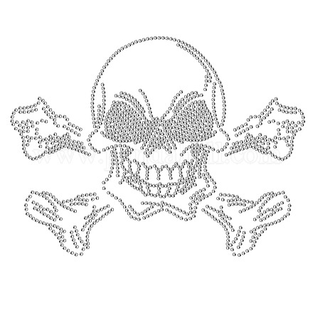 SUPERDANT Rhinestone Iron on Hotfix Transfer Decal Skull Clear Bling Patch Clothing Repair Applique T-Shirts Vest Shoes Hat Jacket Decoration Clothing DIY Accessories DIY-WH0303-006-1