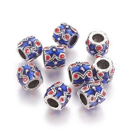 Antique Silver Plated Alloy Enamel European Style Beads MPDL-L027-01AS-1