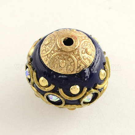 Round Handmade Rhinestone Indonesia Beads IPDL-Q036-06-1