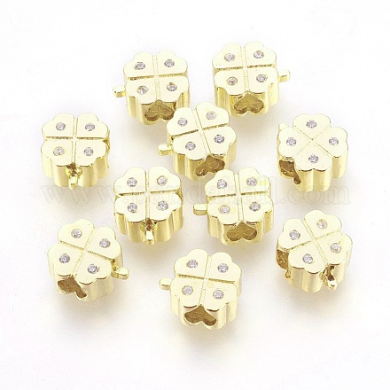 Brass Micro Pave Cubic Zirconia  European Beads ZIRC-K003-27G-NR-1