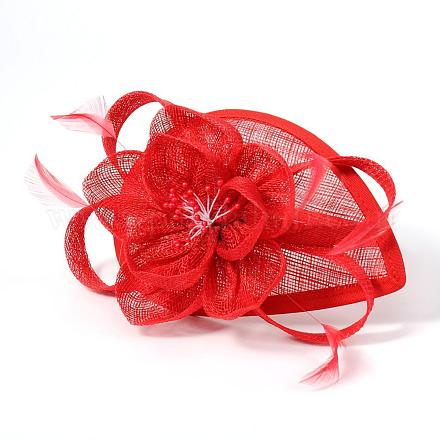 Eleganti fascinators rosso uk per matrimoni OHAR-S166-01-1