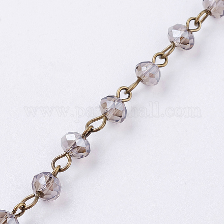 Chaînes de perles rondelles facettées en verre à la main AJEW-PH00495-08-1