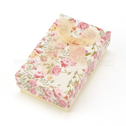 Boîte d'emballage de bijoux en carton à motif de fleurs CBOX-L007-003C-1
